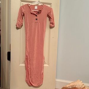 Lou Lou & Company Coral Newborn Gown with tie bottom & hand covers